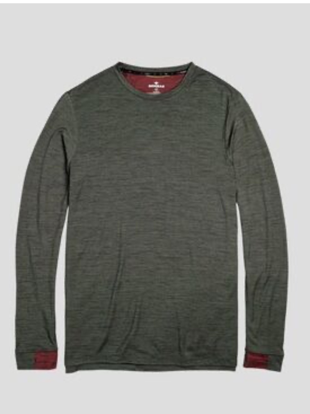 Bombas Men's Long Sleeve Crewneck Shirt - Charcoal with Maroon Trim wool size M